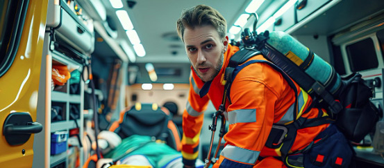 First responder helping a patient